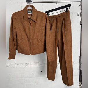 Vintage Ralph Lauren Women’s Lambs Wool Brown Jacket & Pants Set
